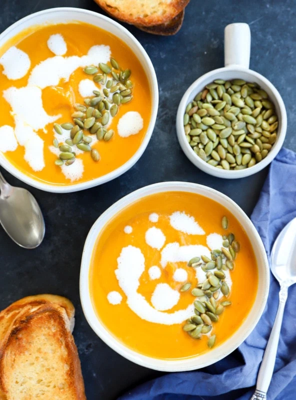 Image of pumpkin soup in bowls