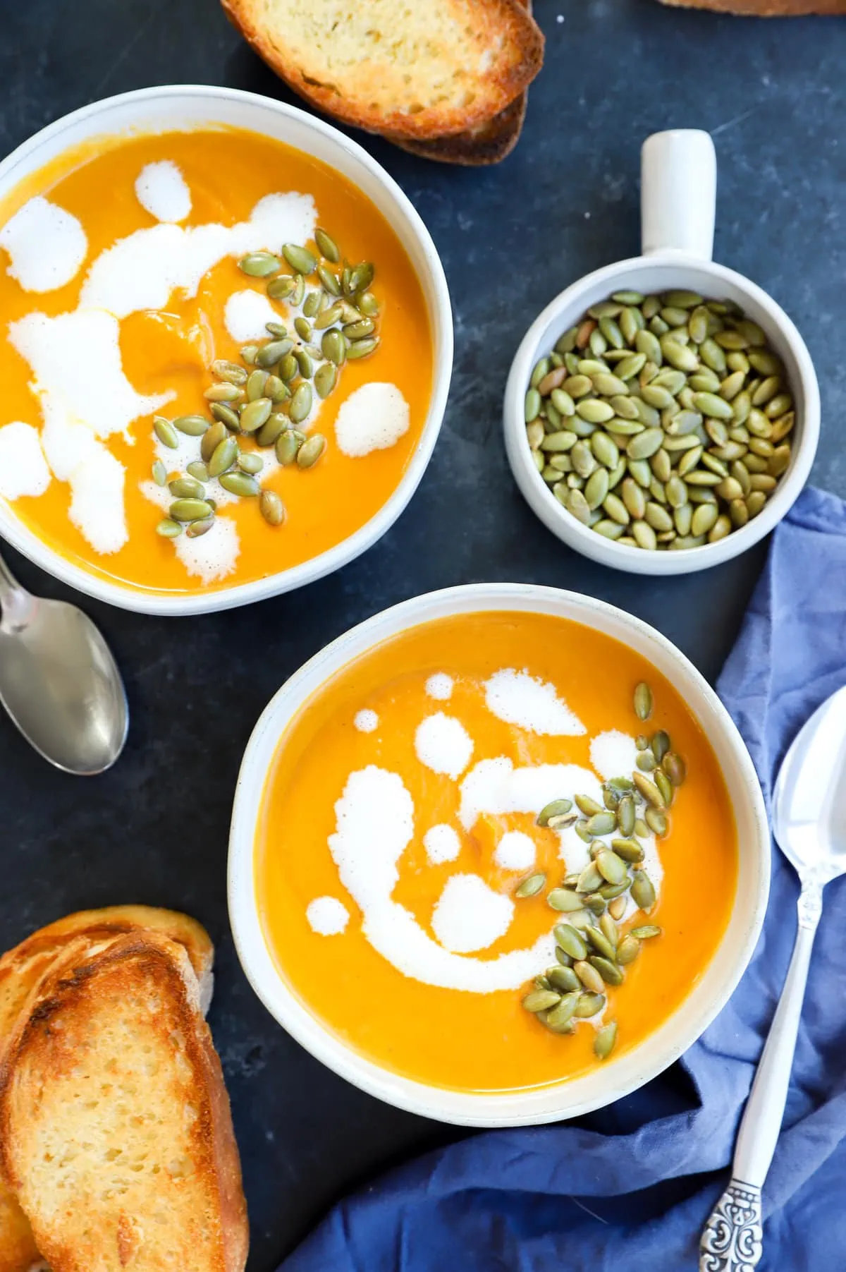 Image of pumpkin soup in bowls