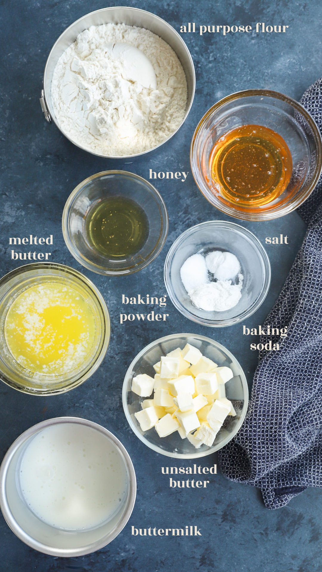 Ingredients for honey butter biscuits