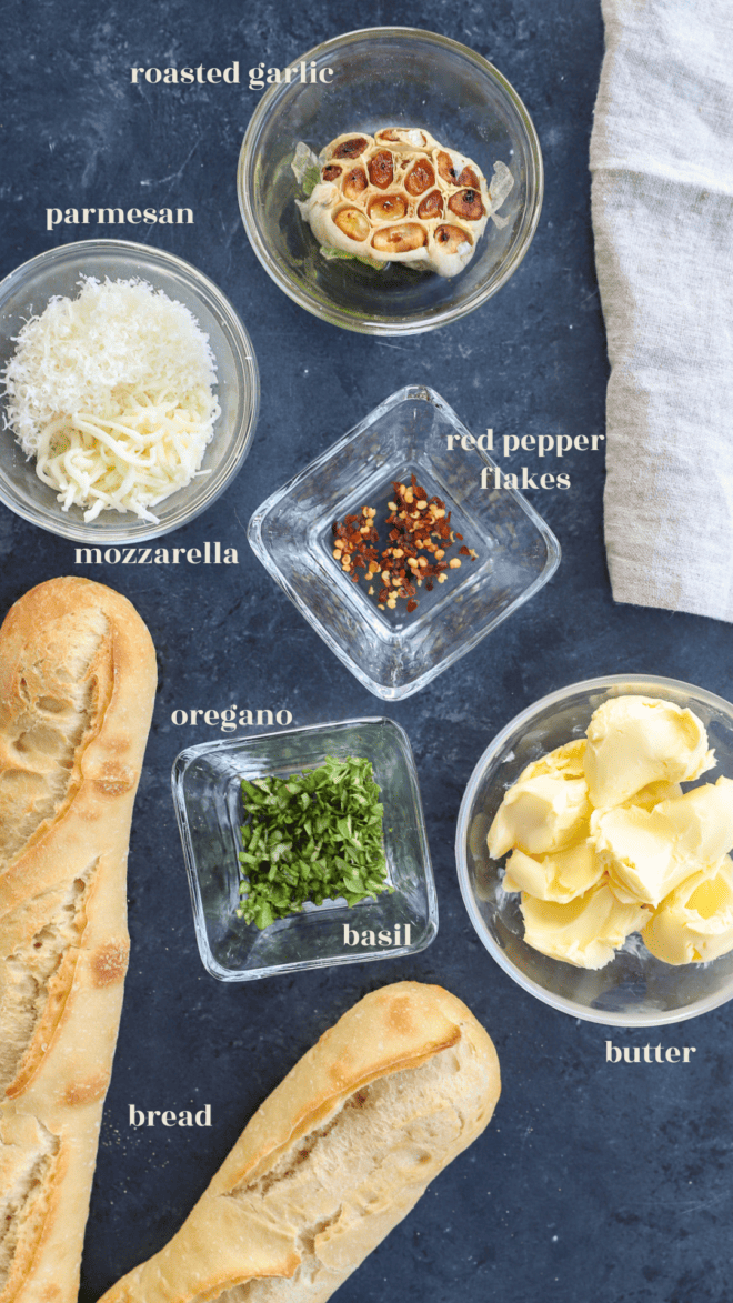 Ingredients for air fryer garlic bread image