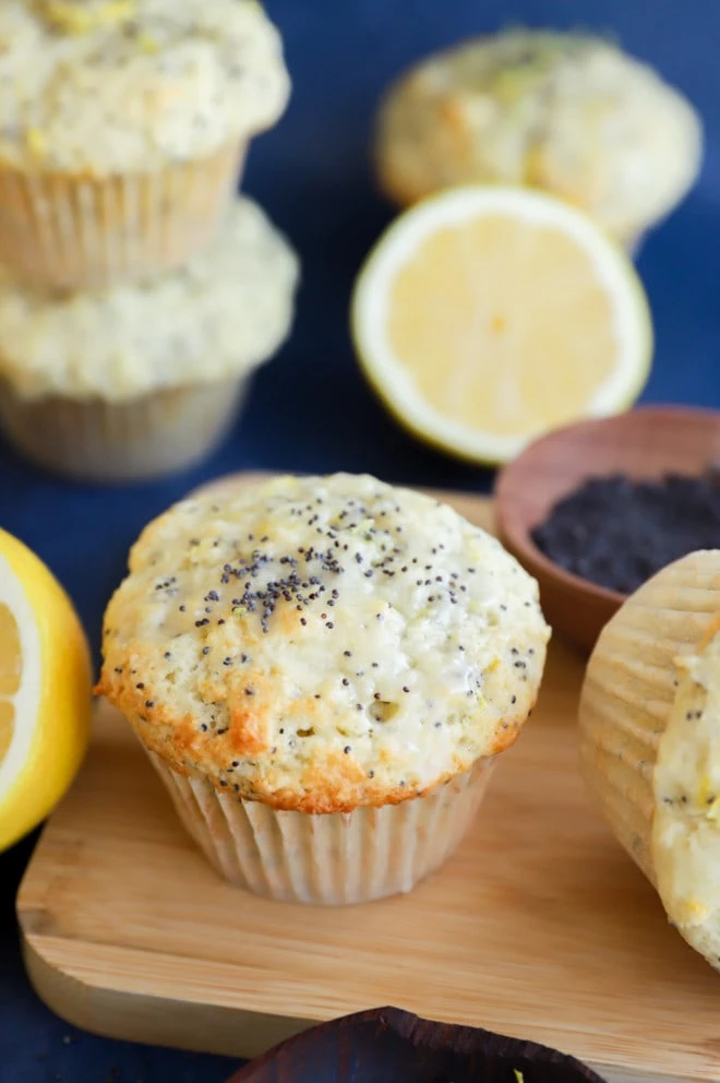 bakery style lemon poppy seed muffins