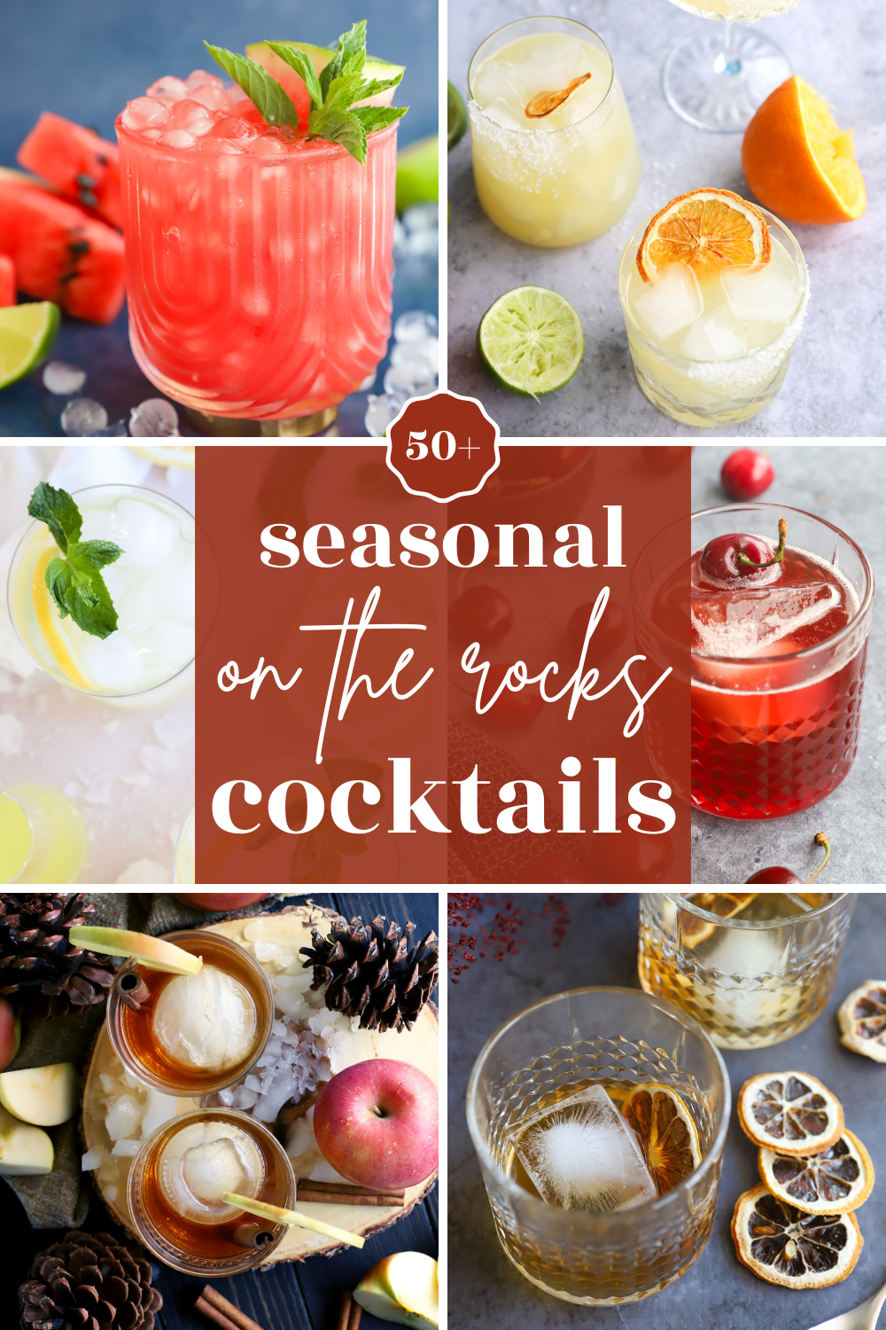 Seasonal on the rocks cocktails graphic