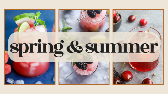spring and summer on the rocks cocktails banner