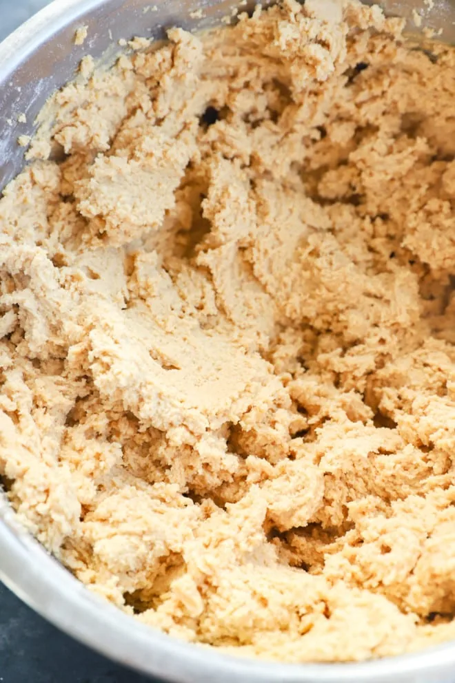 Chewy Peanut Butter Cookies dough in bowl