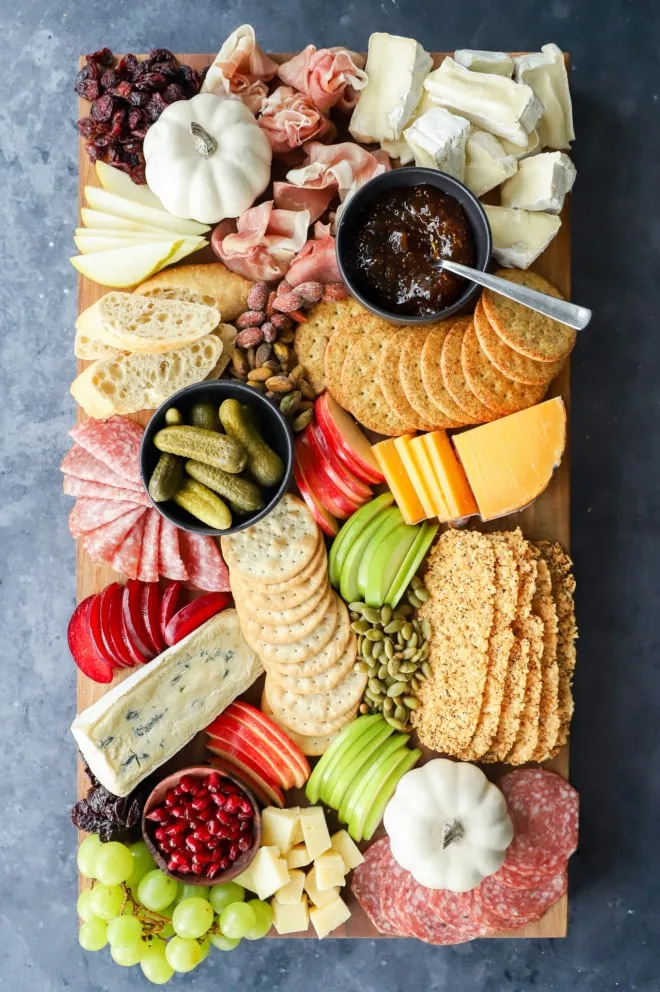 Finished fall charcuterie board