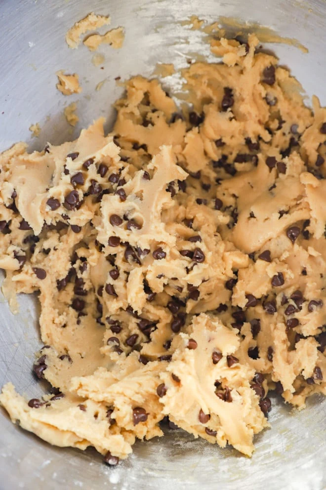 chocolate chip cookie dough in bowl