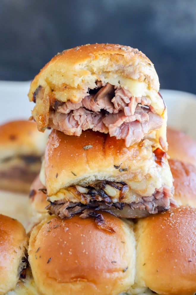 stack of roast beef sliders image