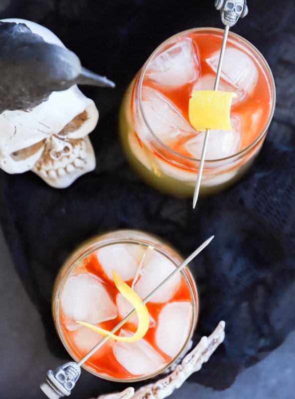 Pretty spooky drinks with bourbon and st germain