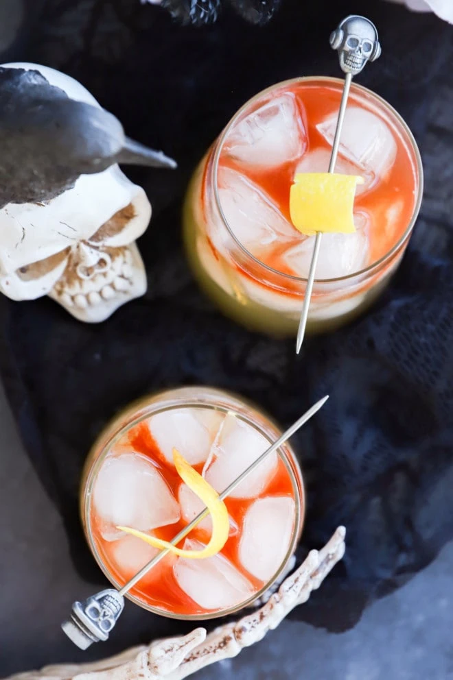 Pretty spooky drinks with bourbon and st germain