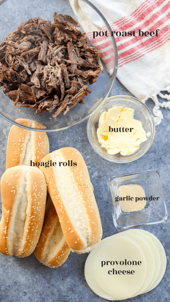 Ingredients for french dip sandwich