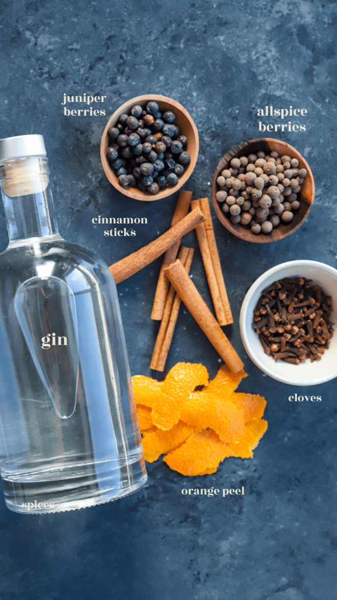 Ingredients to make Christmas Gin