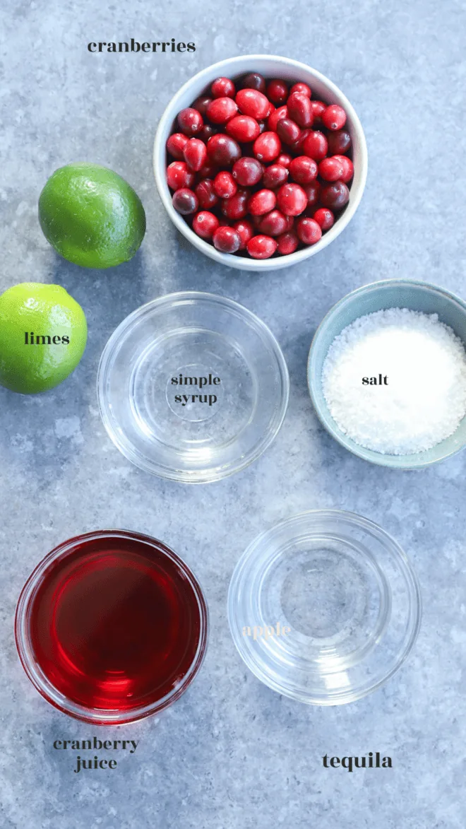 Cranberry Margarita ingredients with labels