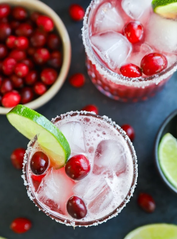 Cranberry margaritas in glasses