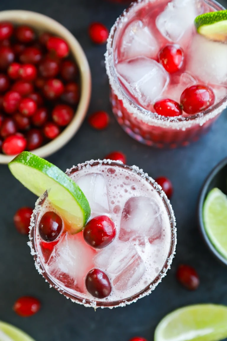 Cranberry margaritas in glasses