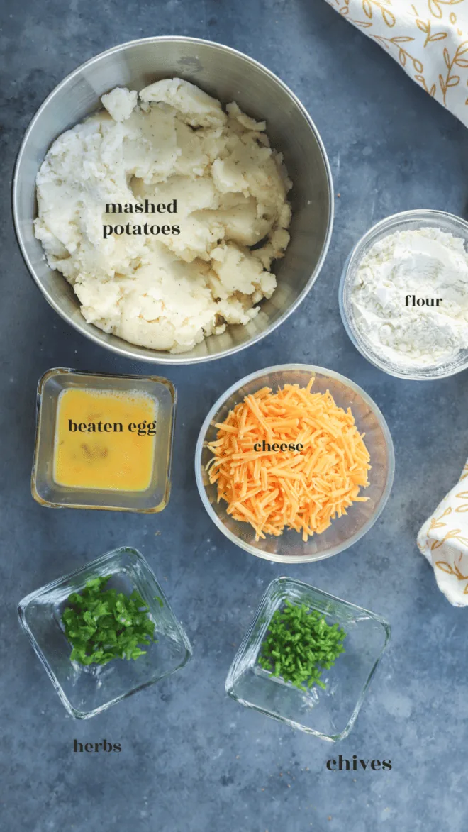 Ingredients for mashed potato fritters
