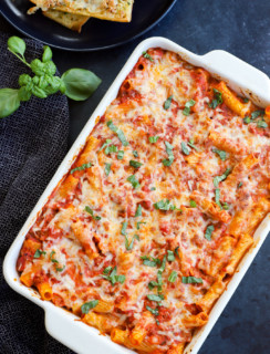 Easy Italian baked pasta with homemade marinara sauce