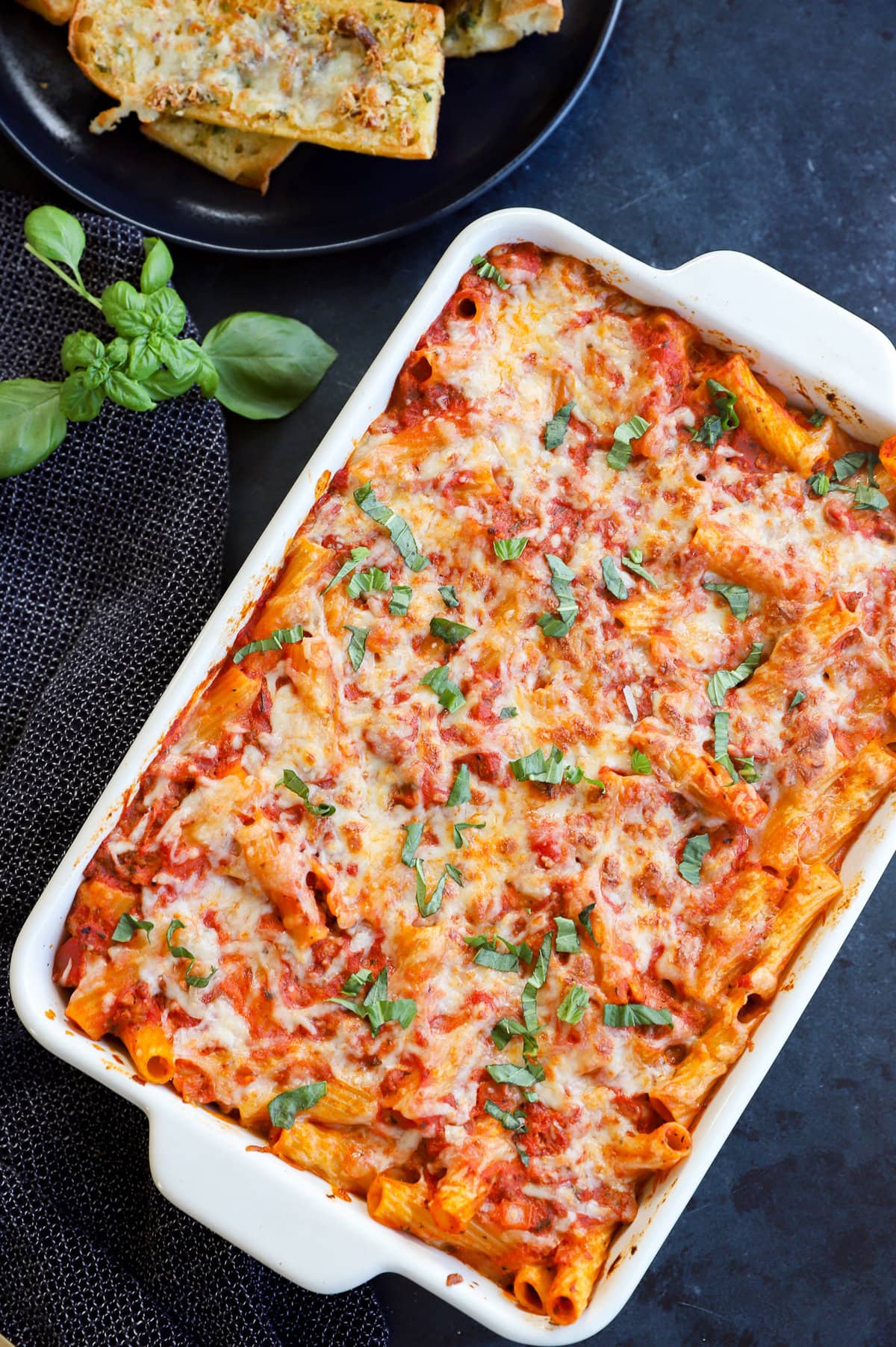 Easy Italian baked pasta with homemade marinara sauce