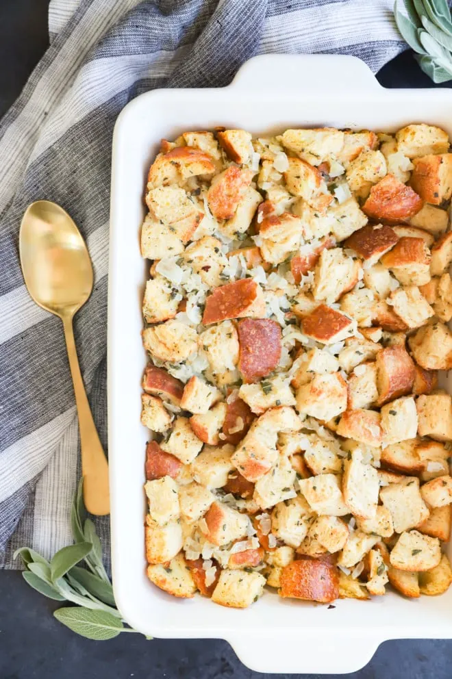 Thanksgiving side dish with herbs and vegetables