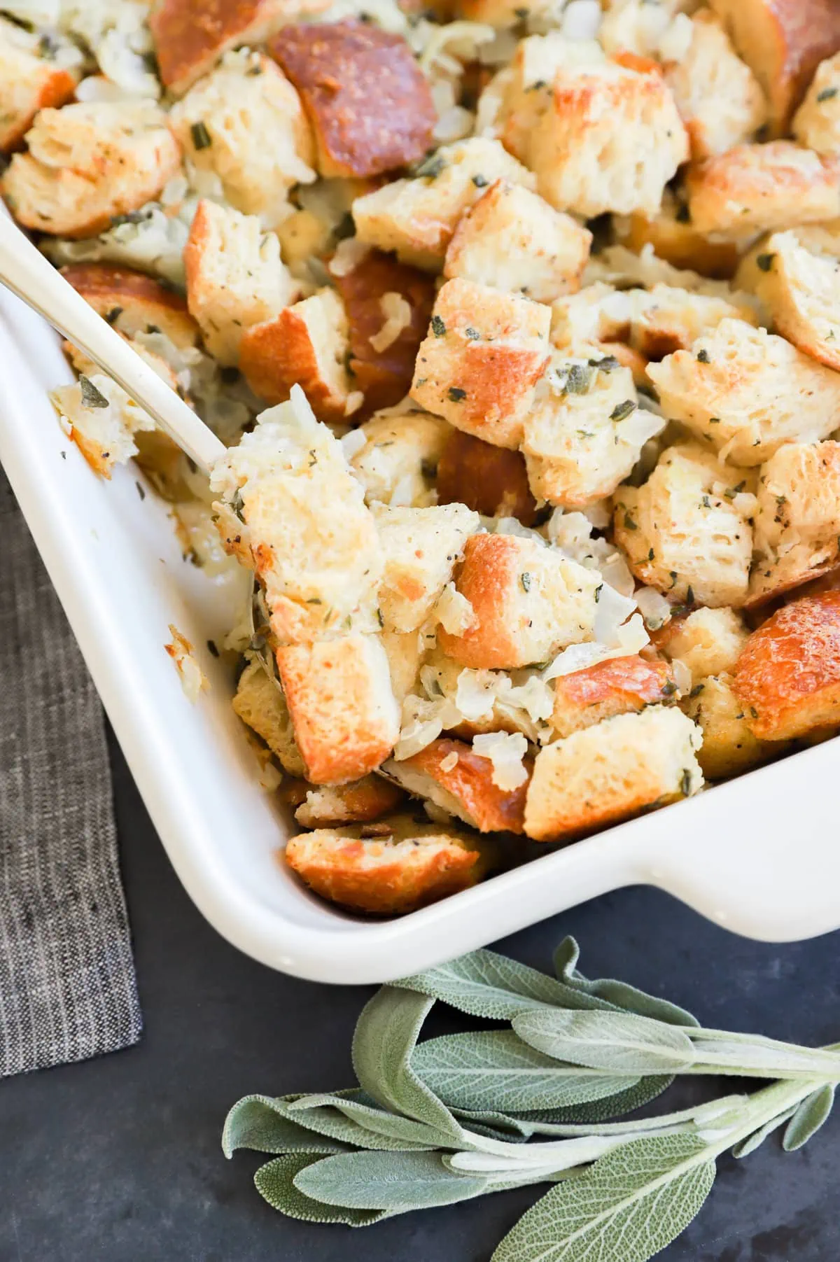 sage and onion stuffing in the pan image