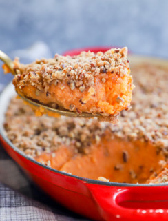 sweet potato souffle on a spoon