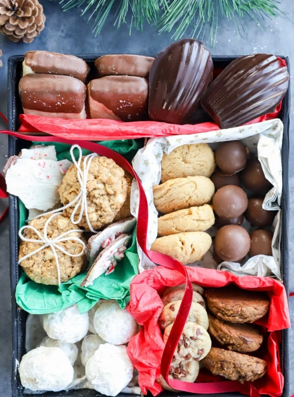 A variety of christmas cookies for christmas cookie boxes