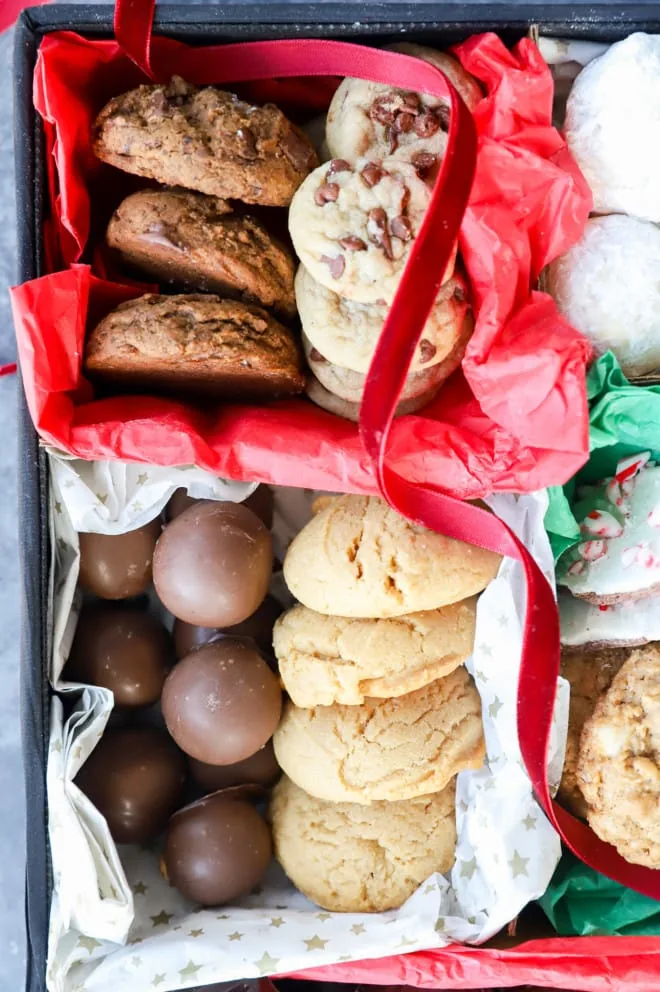 peanut butter treats with chocolate in festive wrapping