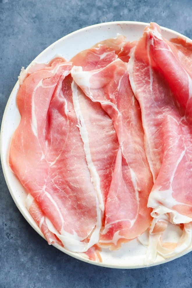 prosciutto ingredients on a plate