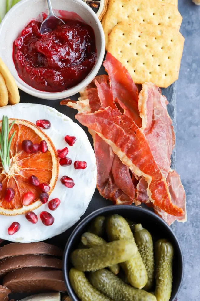 Image of ham on a charcuterie board