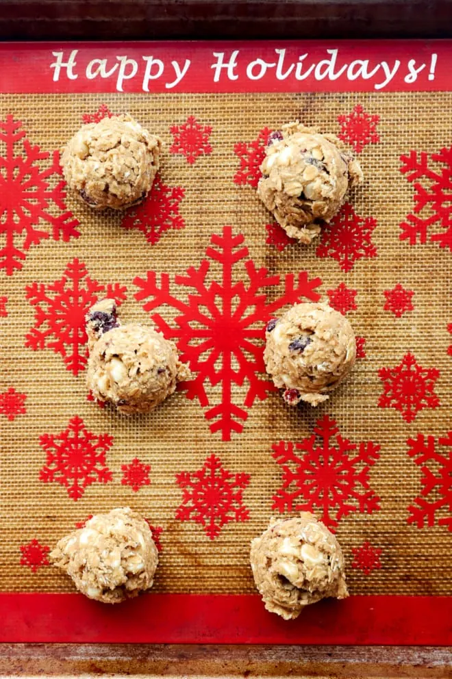 Cranberry White Chocolate Oatmeal Cookies making cookie dough balls