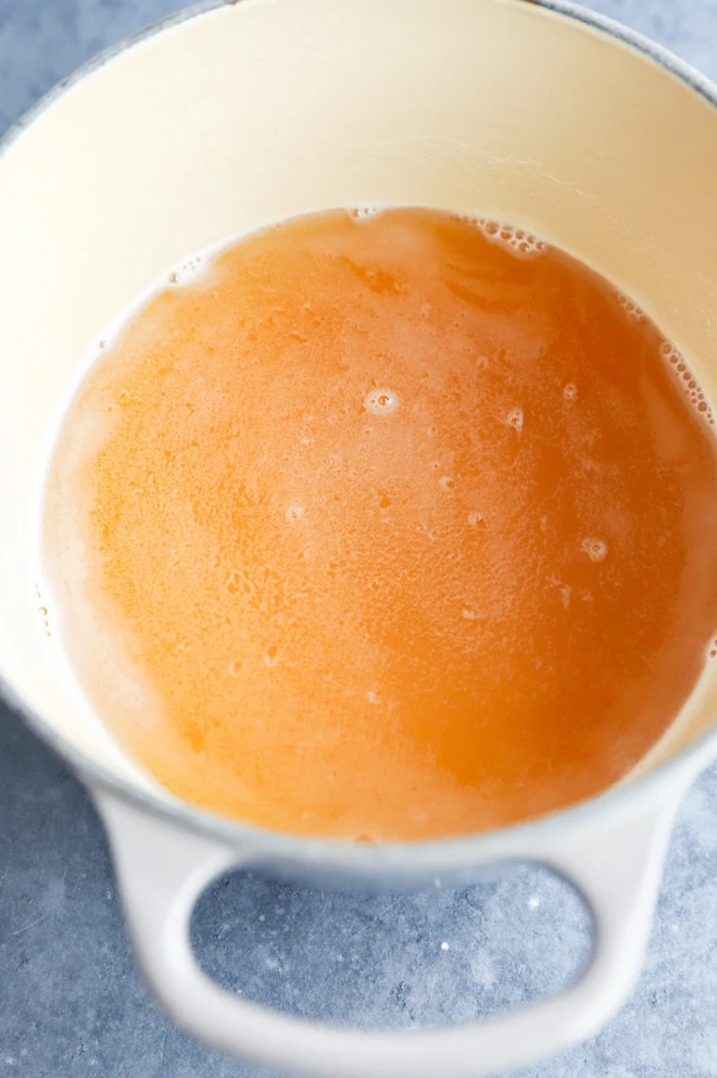 making honey simple syrup in a small saucepan