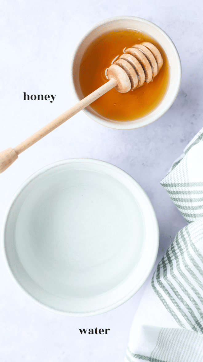 honey simple syrup ingredients image with text labels