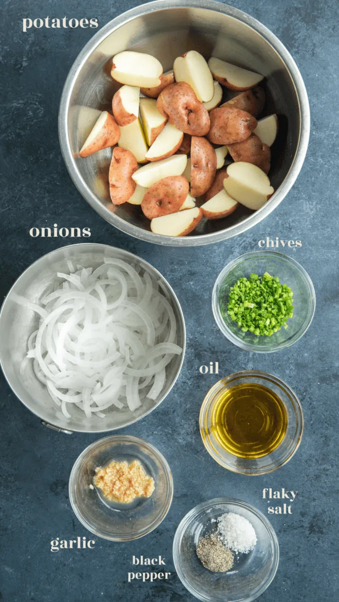 oven fried potatoes and onions ingredients photo