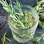 image of fresh herbs in a sweetener in a jar
