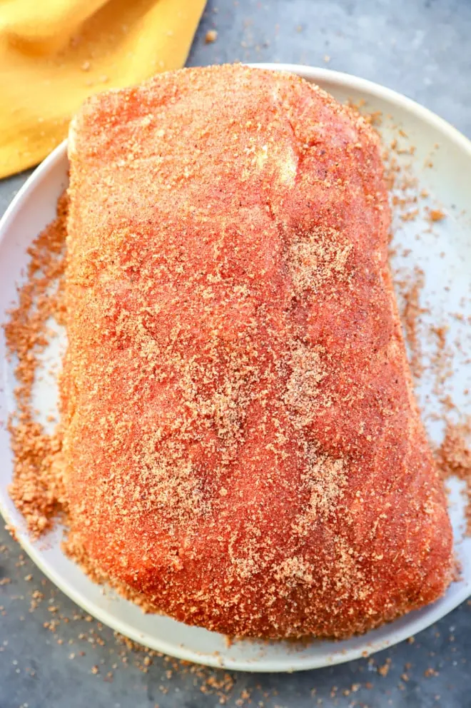 pork loin roast rubbed with homemade dry rub