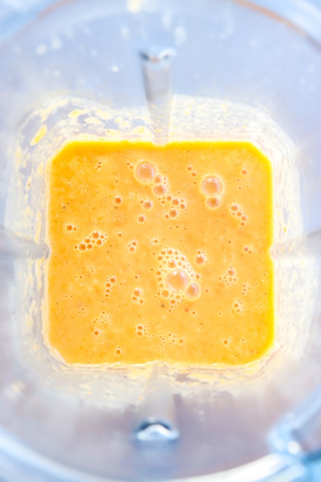 blended soup in a vitamix blender