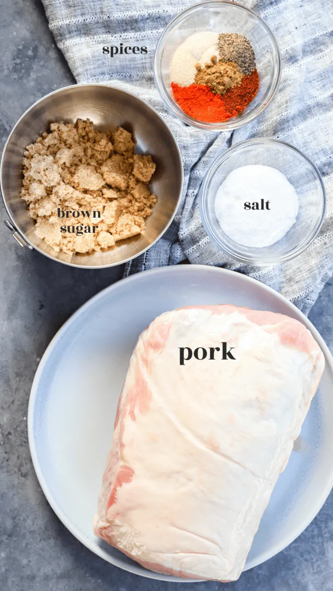 smoked pork loin ingredients with labels