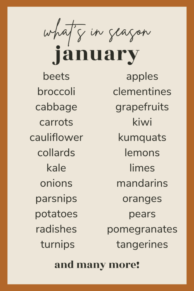 What's in Season in January produce guide pinterest image