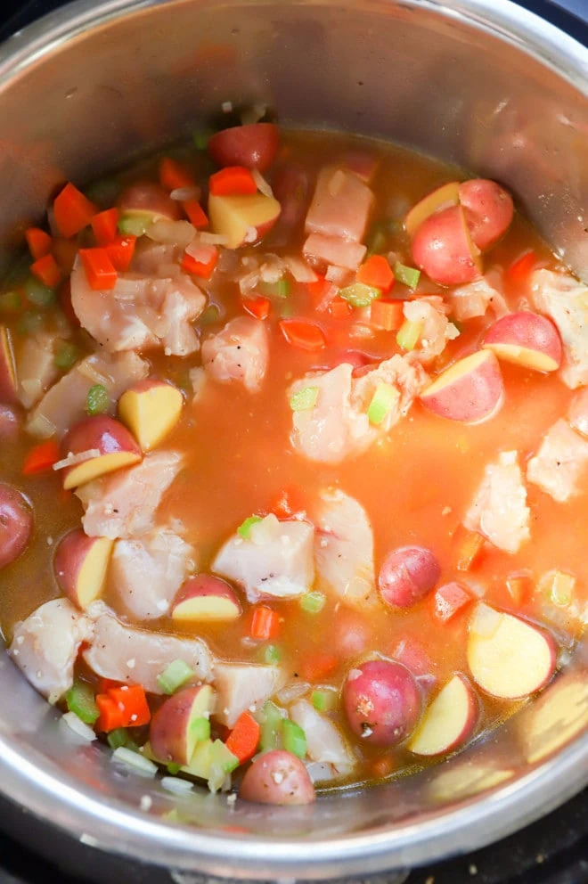 Making Instant Pot Chicken Stew before cooking