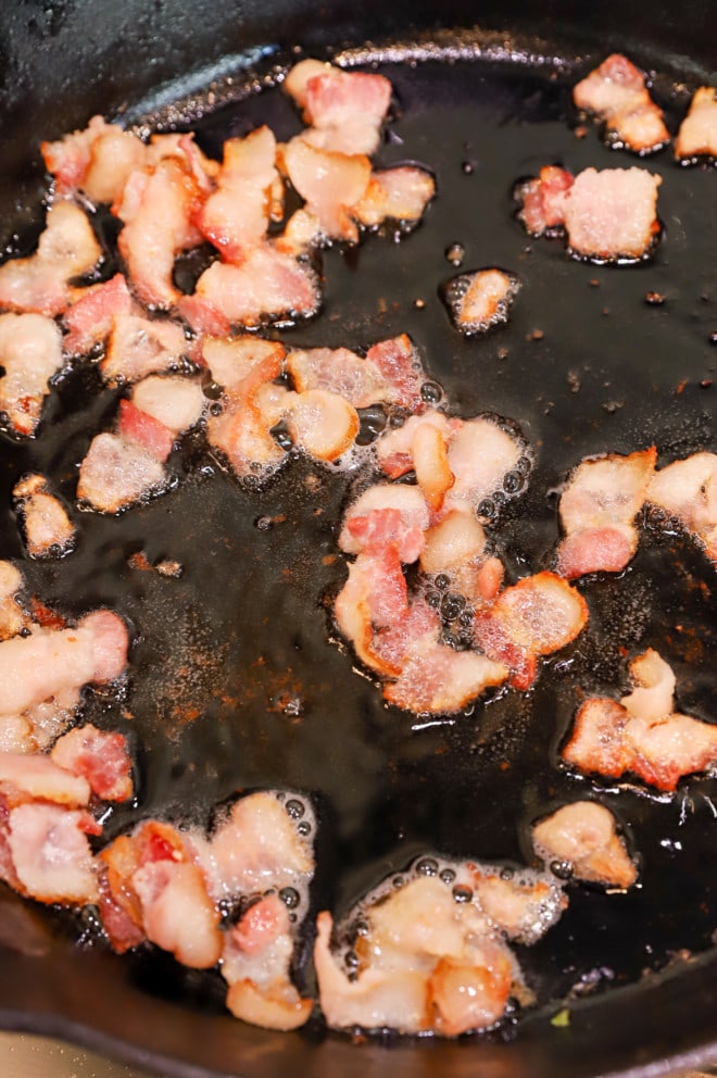 cooking bacon in a skillet