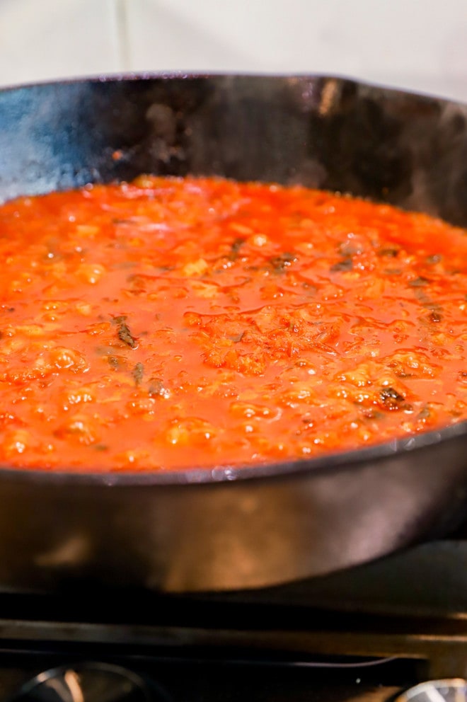 kimchi sauce in skillet