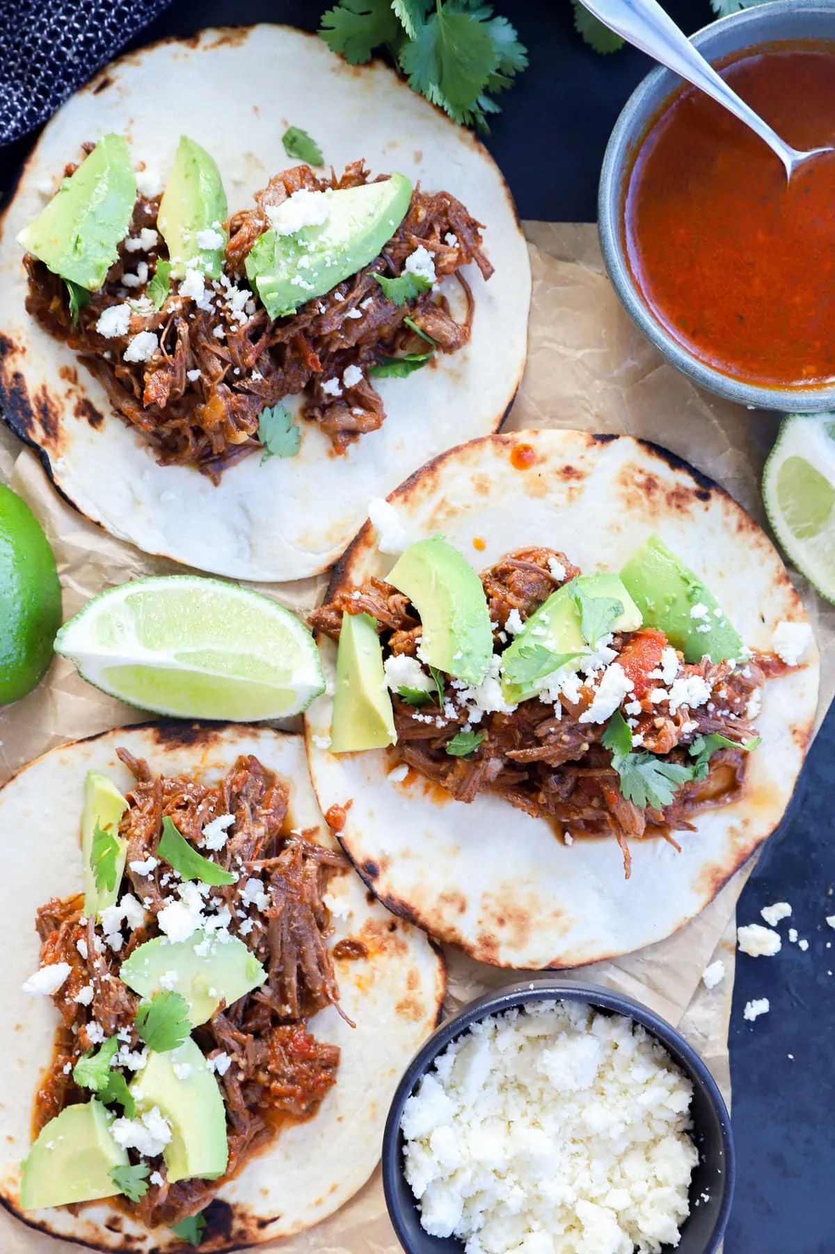 shredded beef tacos pinterest graphic