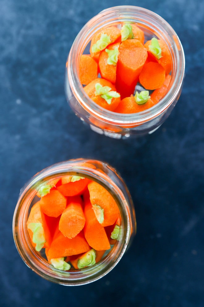 Vegetables in pickling liquid in jars