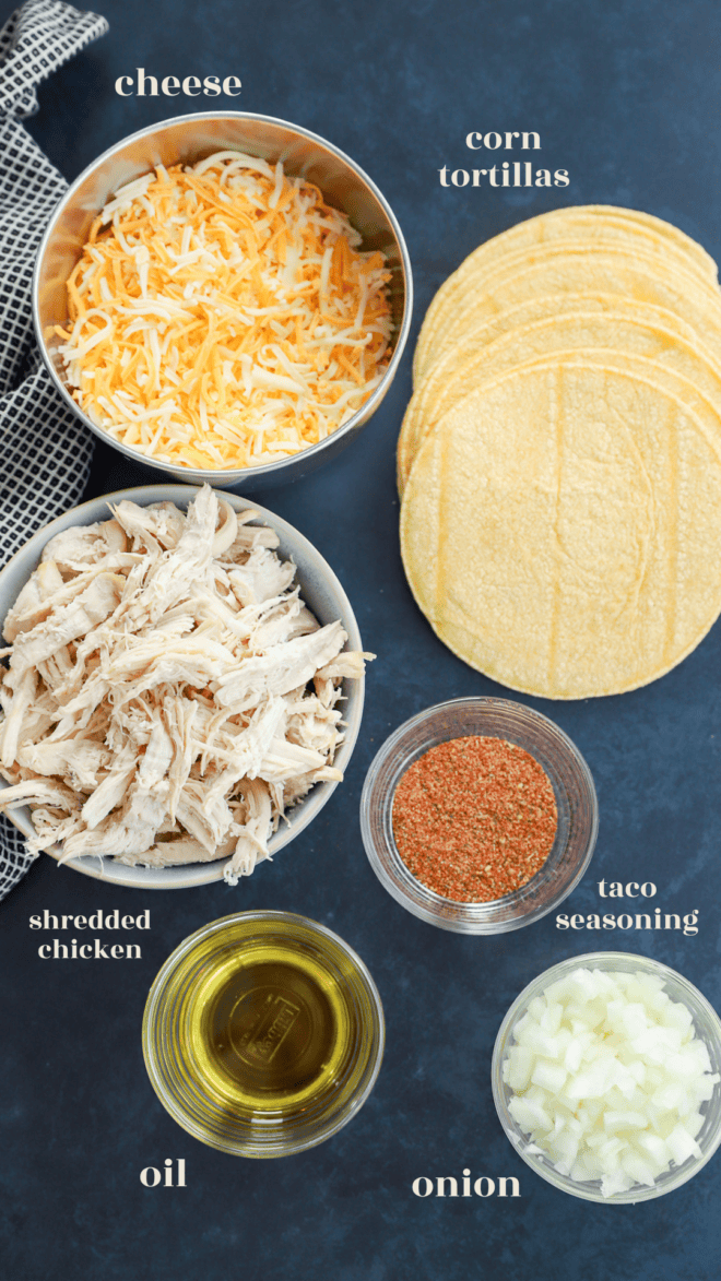 crispy chicken tacos ingredients image with text