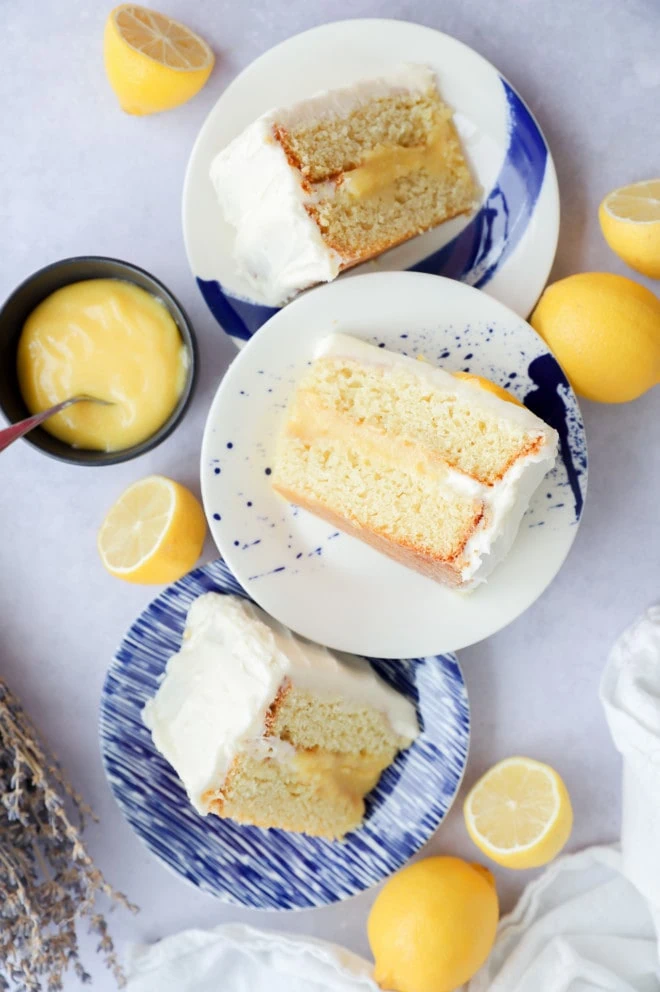 Slices of Lavender Lemon Curd Cake