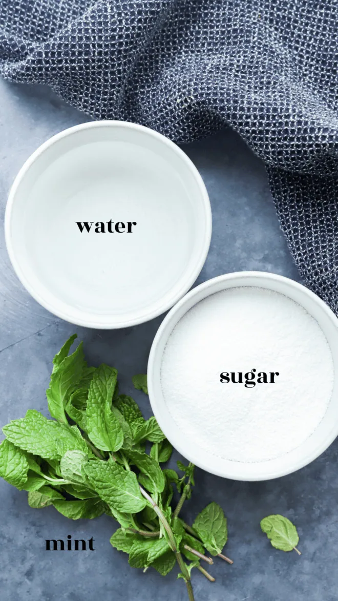 Ingredients for mint simple syrup