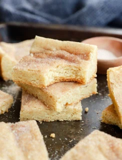 easy baked cinnamon sugar cookies in a pile