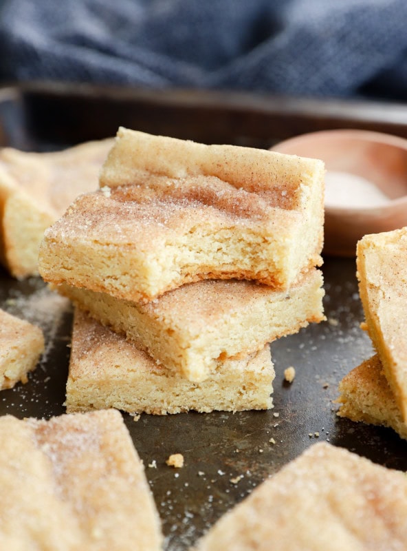 easy baked cinnamon sugar cookies in a pile