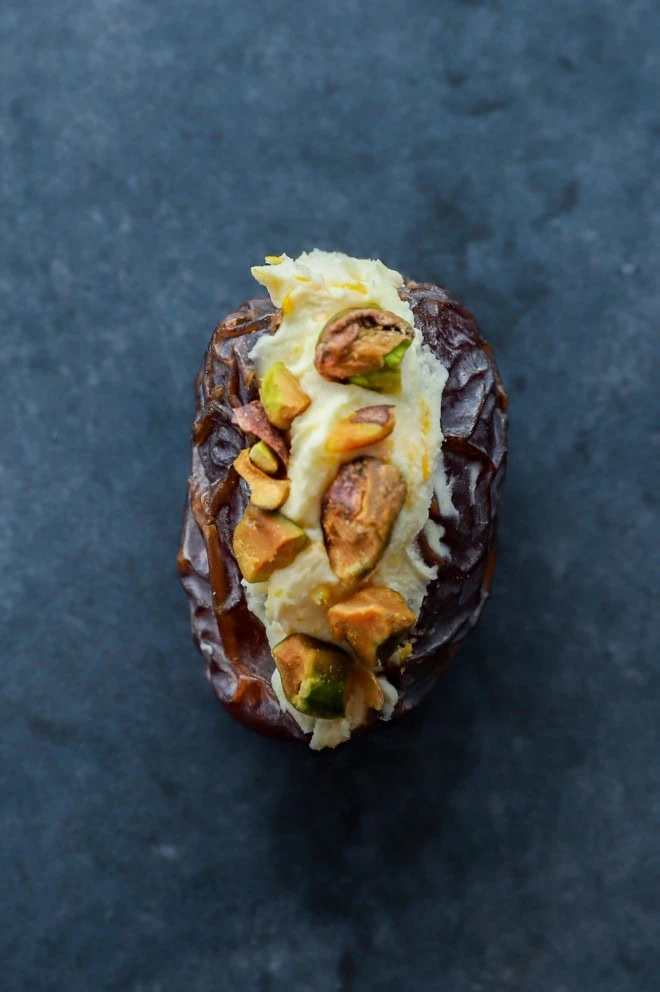 mascarpone and orange zest stuffed date