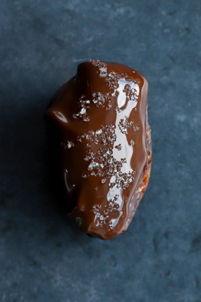 chocolate covered nut butter stuffed date