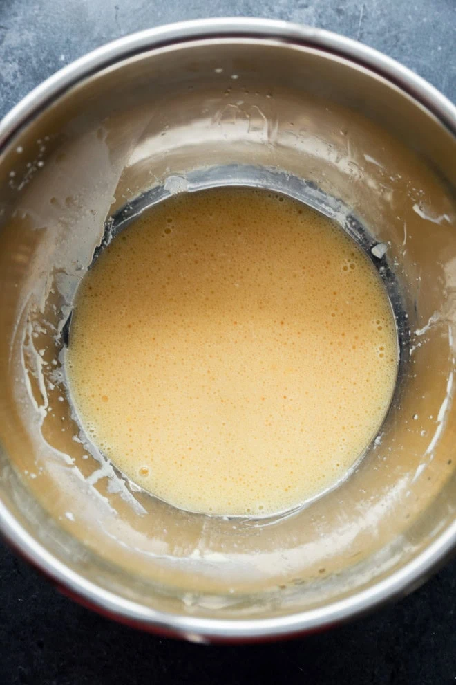 wet ingredients in a bowl whisked together